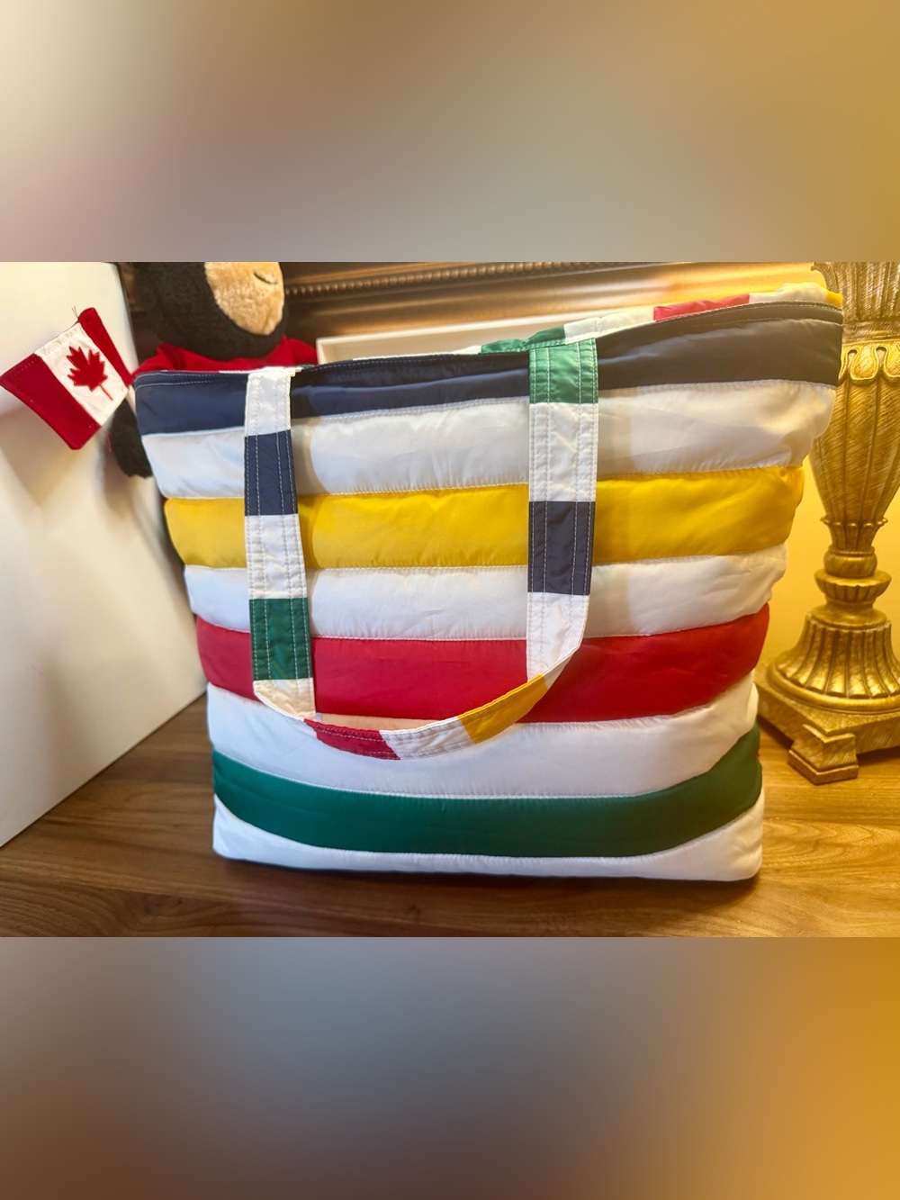 Hudson's Bay Company Stripes Quilted Puffer Tote Bag